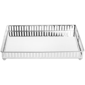 Bandeja de Metal Vasado com Espelho Prata - 26cm