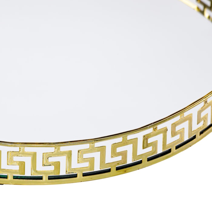 Bandeja de Metal Versalles com Espelho Dourada - 35cm - Madel Home