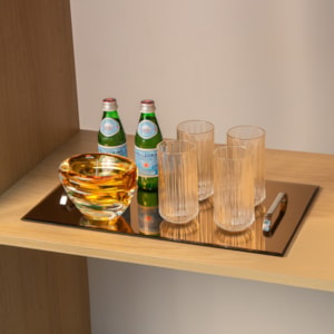Bandeja de Vidro Espelhado com Alça de Metal - 50cm