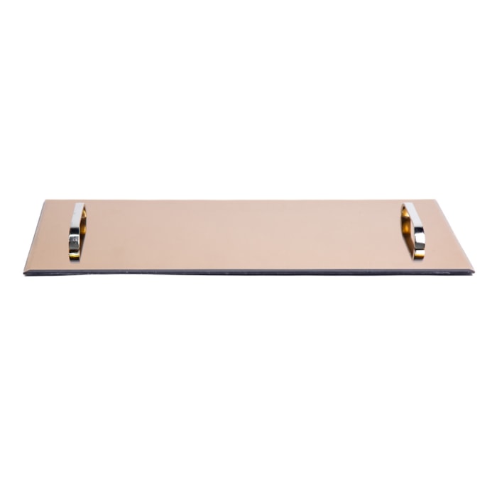 Bandeja de Vidro Espelhado com Alça de Metal - 50cm - Madel Home