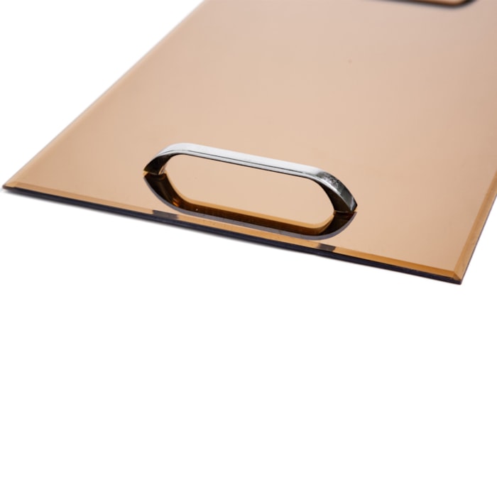 Bandeja de Vidro Espelhado com Alça de Metal - 50cm - Madel Home
