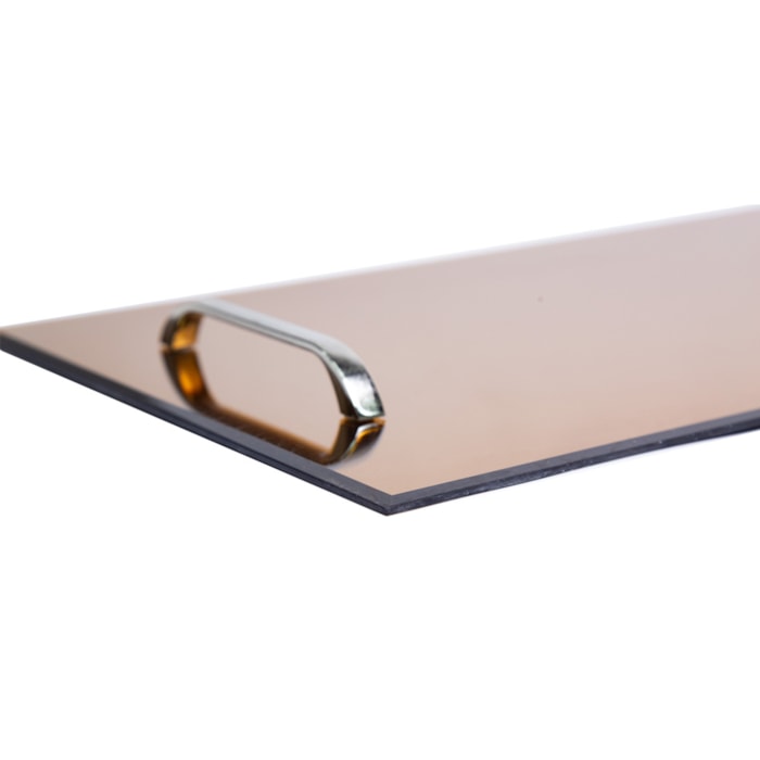 Bandeja de Vidro Espelhado com Alça de Metal - 50cm - Madel Home