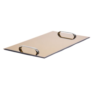 Bandeja de Vidro Espelhado com Alça de Metal - 50cm