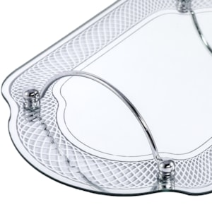 Bandeja de Vidro Espelhado com alça de Metal Lumiére - 35cm