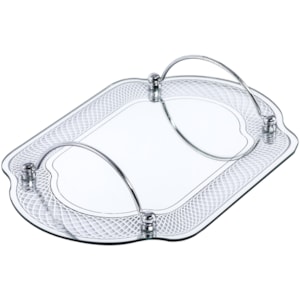 Bandeja de Vidro Espelhado com alça de Metal Lumiére - 35cm