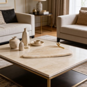 Bandeja Decorativa Triangular em Mármore Travertino - 44cm