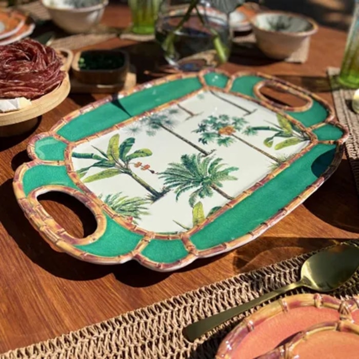 Bandeja em Melamina com Bordas em Bambu - Madel Home