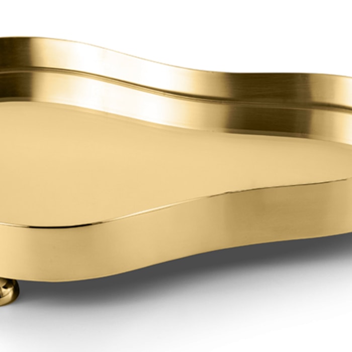 Bandeja Mini Botanique Ouro 24K Espelhada St. James - 26cm - Madel Home