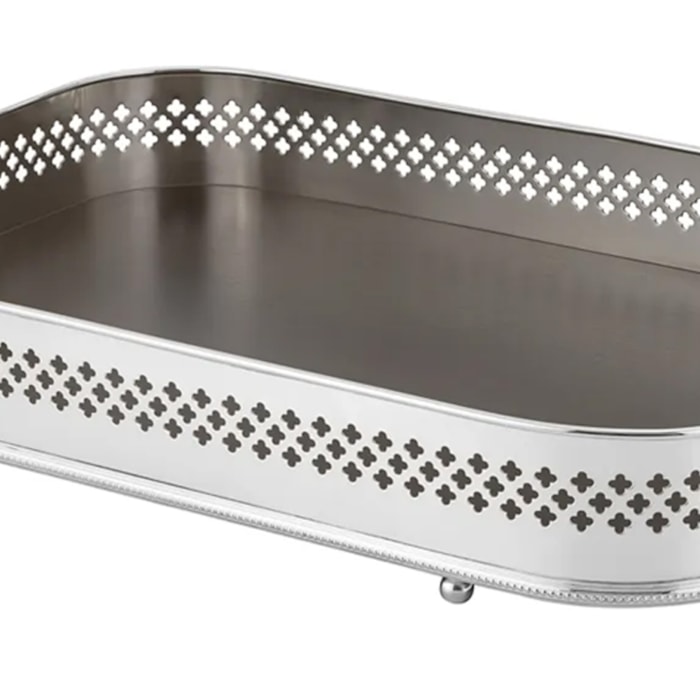 Bandeja Retangular Oblonga Madeleine Classique Prata St. James - 60cm - Madel Home