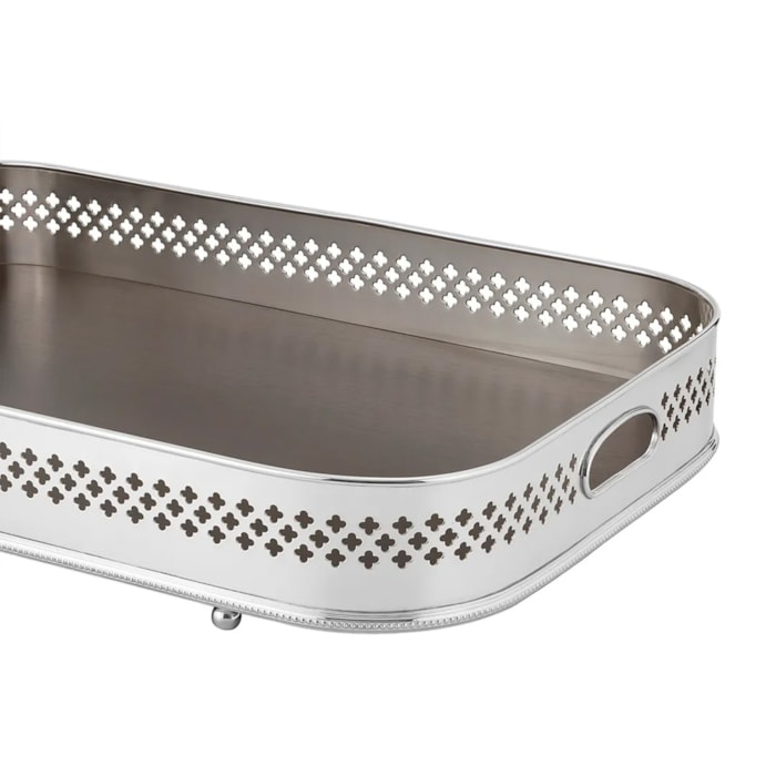 Bandeja Retangular Oblonga Madeleine Classique Prata St. James - 60cm - Madel Home