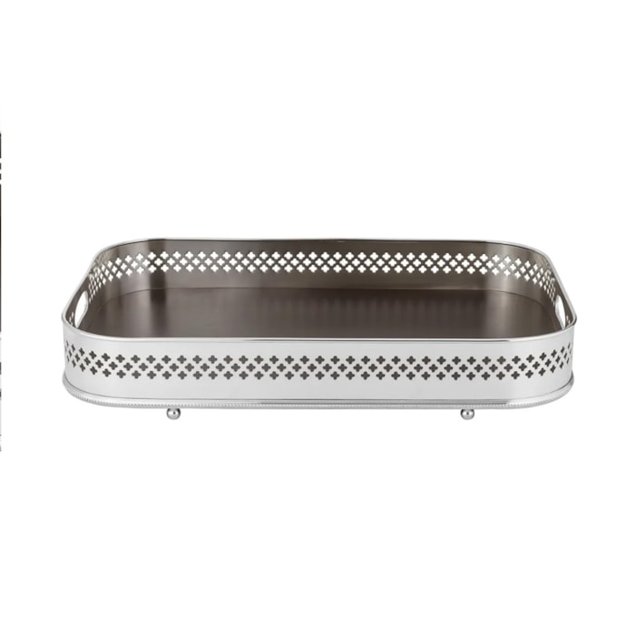 Bandeja Retangular Oblonga Madeleine Classique Prata St. James - 60cm - Madel Home