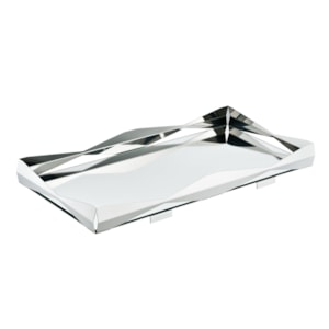 Bandeja Retangular Origami Bar Inox com Vidro Espelhado Riva - 64,5cm