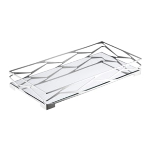 Bandeja Retangular Trama Bar Inox com Vidro Espelhado Riva - 64cm