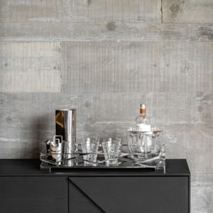 Bandeja Retangular Trama Bar Inox com Vidro Espelhado Riva - 64cm