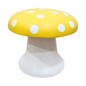 Banquinho Redondo Infantil de Resina Cogumelo Amarelo - 25x33cm