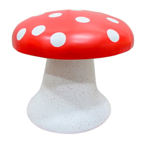 Banquinho Redondo Infantil de Resina Cogumelo Vermelho - 25x33cm