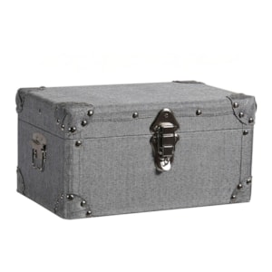 Baú Organizador Retangular Canvas em MDF Cinza - 16x32cm