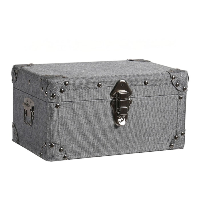 Baú Organizador Retangular Canvas em MDF Cinza - 16x32cm - Madel Home