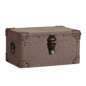 Baú Organizador Retangular Canvas em MDF Marrom - 16x32cm