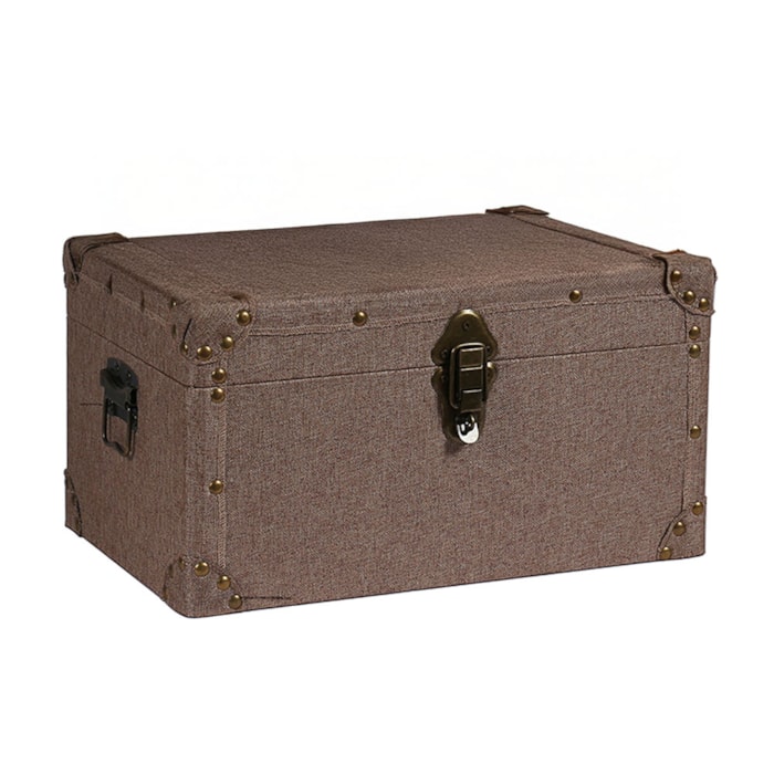 Baú Organizador Retangular Canvas em MDF Marrom - 21x40cm - Madel Home