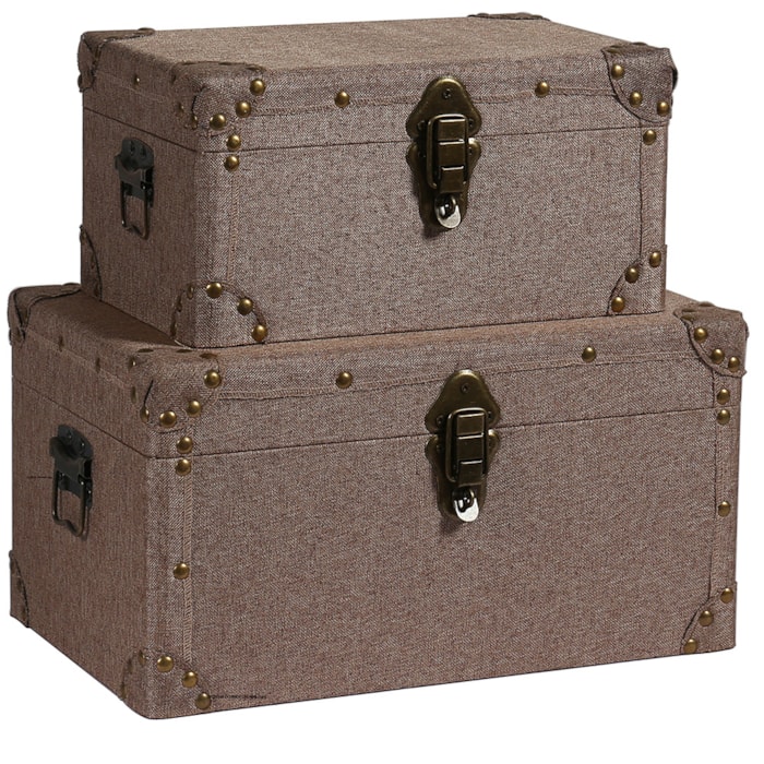 Baú Organizador Retangular Canvas em MDF Marrom - 21x40cm - Madel Home