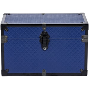 Baú Organizador Retangular em Matelassê e MDF Azul - 26x42cm