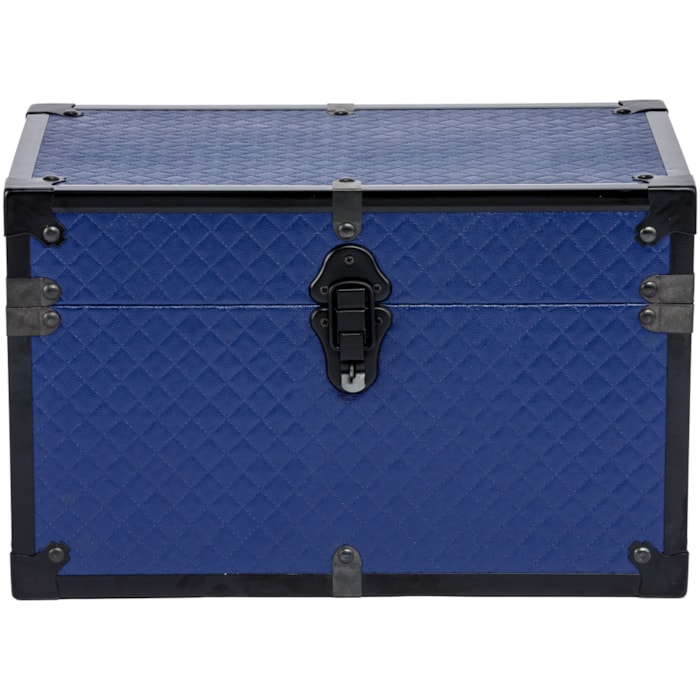 Baú Organizador Retangular em Matelassê e MDF Azul - 26x42cm - Madel Home