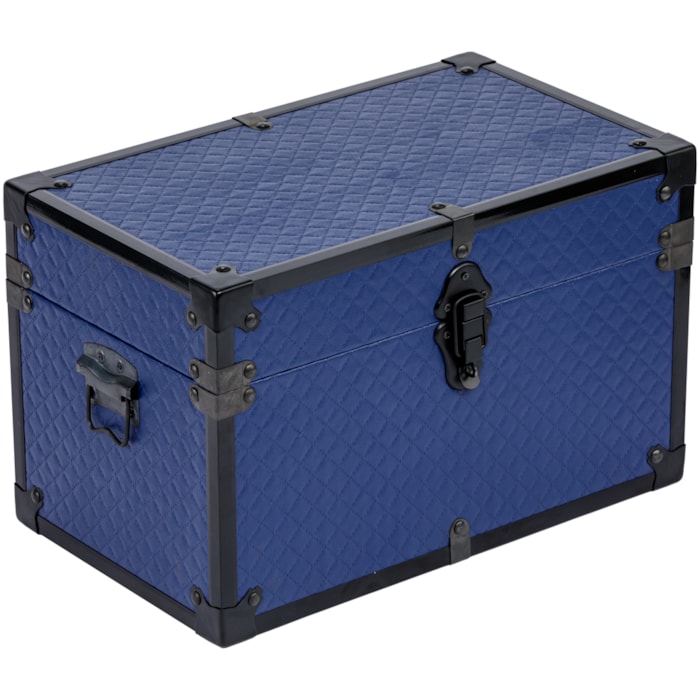 Baú Organizador Retangular em Matelassê e MDF Azul - 26x42cm - Madel Home