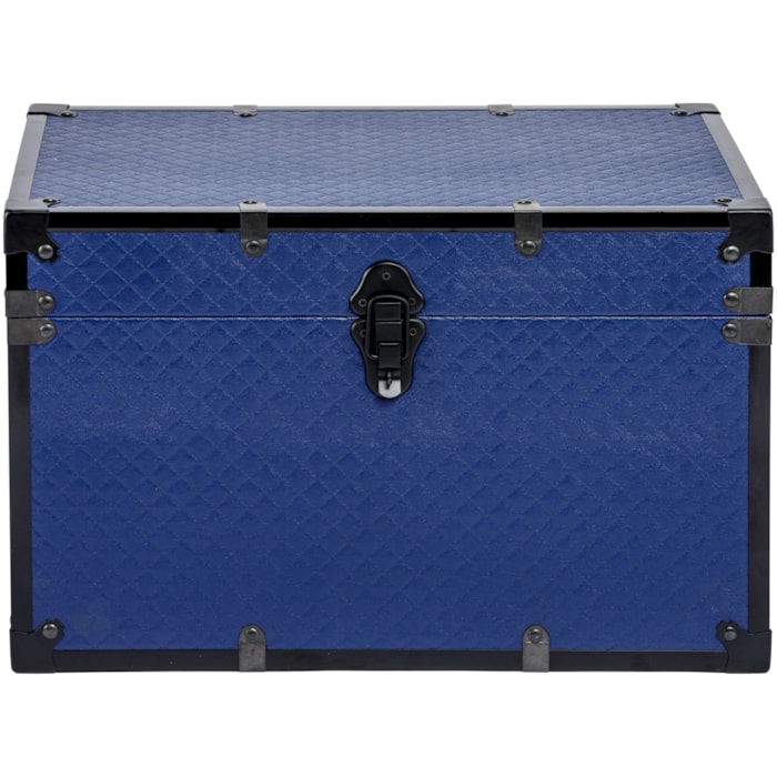 Baú Organizador Retangular em Matelassê e MDF Azul - 32x51cm - Madel Home