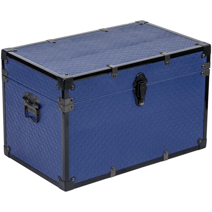 Baú Organizador Retangular em Matelassê e MDF Azul - 32x51cm - Madel Home
