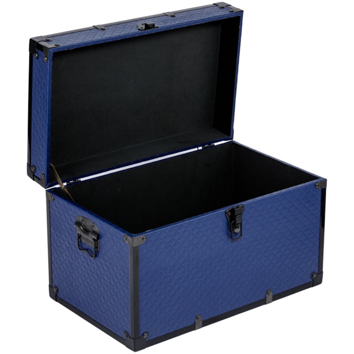 Baú Organizador Retangular em Matelassê e MDF Azul - 32x51cm - Madel Home