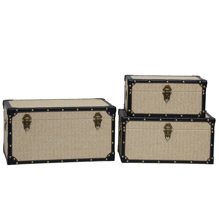 Baú Organizador Retangular em MDF e Palha Bege - 20x42cm - Madel Home