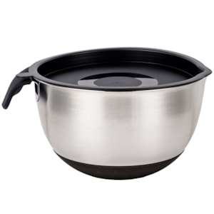 Bowl de Aço Inox com Base e Alça de Silicone - 21cm