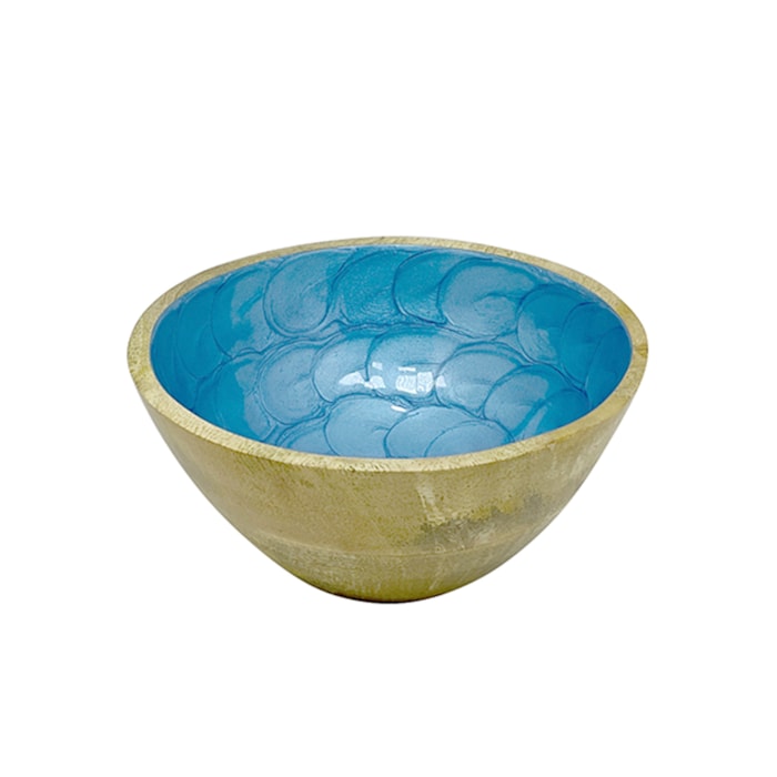 Bowl de Madeira e Resina Redondo Escama - 15cm - Madel Home