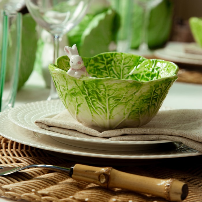 Bowl de Páscoa Coelho Verde e Branco - 13cm - Madel Home