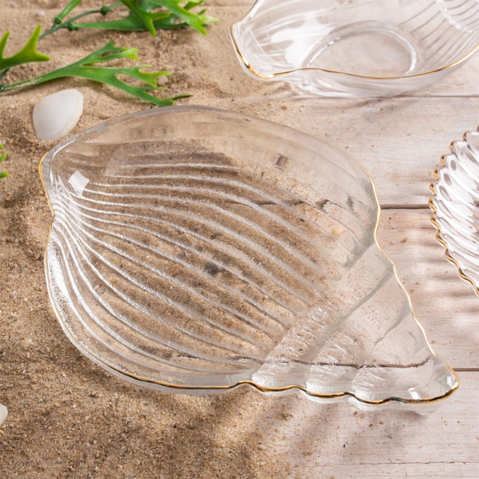 Bowl de Vidro Concha com Fio de Ouro Caracol Wolff - 21cm - Madel Home