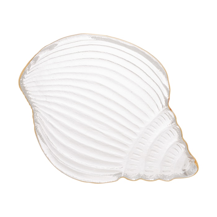 Bowl de Vidro Concha com Fio de Ouro Caracol Wolff - 21cm - Madel Home