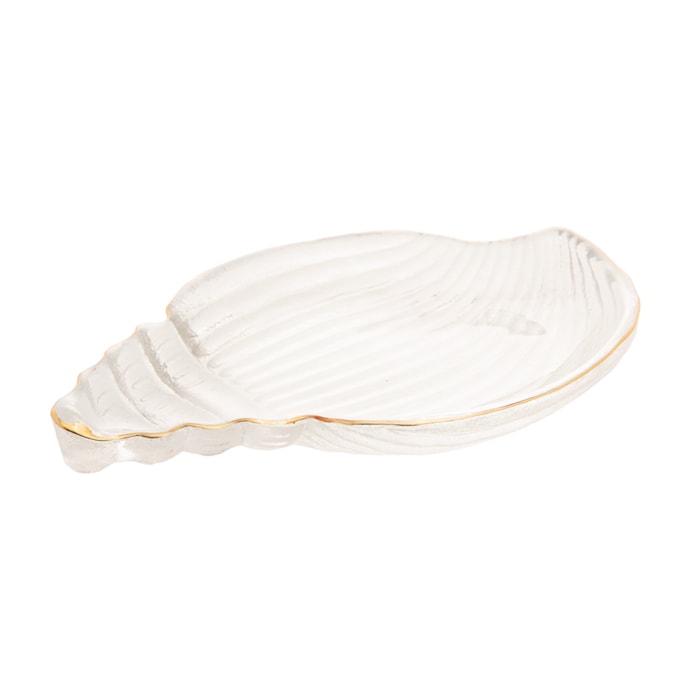 Bowl de Vidro Concha com Fio de Ouro Caracol Wolff - 21cm - Madel Home