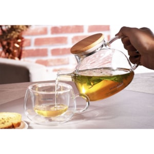 Bule de Chá Vidro Borosilicato Compartimento Inox Bugatti - 500ml