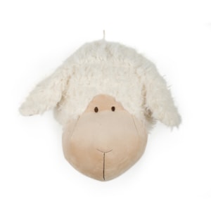 Cabeça de Ovelha Pelúcia 100% Poliéster Branco - 26cm