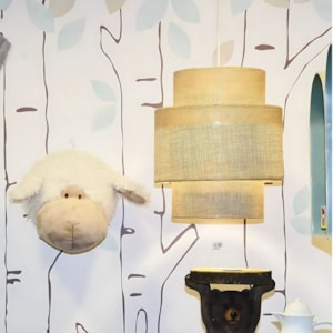 Cabeça de Ovelha Pelúcia 100% Poliéster Branco - 26cm