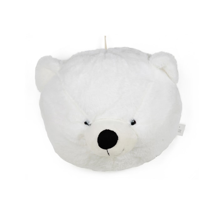 Cabeça Urso Polar de Pelúcia 100% Poliéster - 24cm - Madel Home