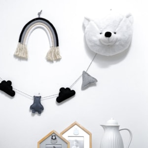Cabeça Urso Polar de Pelúcia 100% Poliéster - 24cm