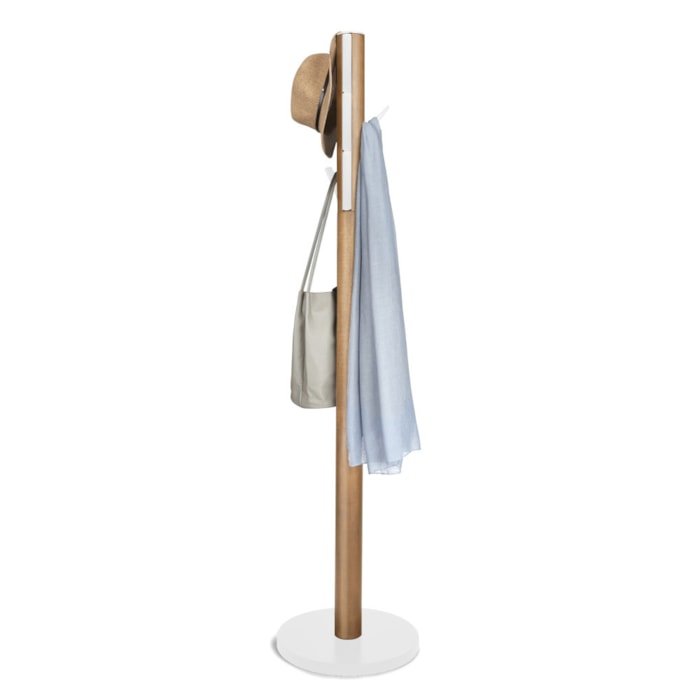 Cabideiro de Chão Flapper Madeira Branco/Natural Umbra - Madel Home
