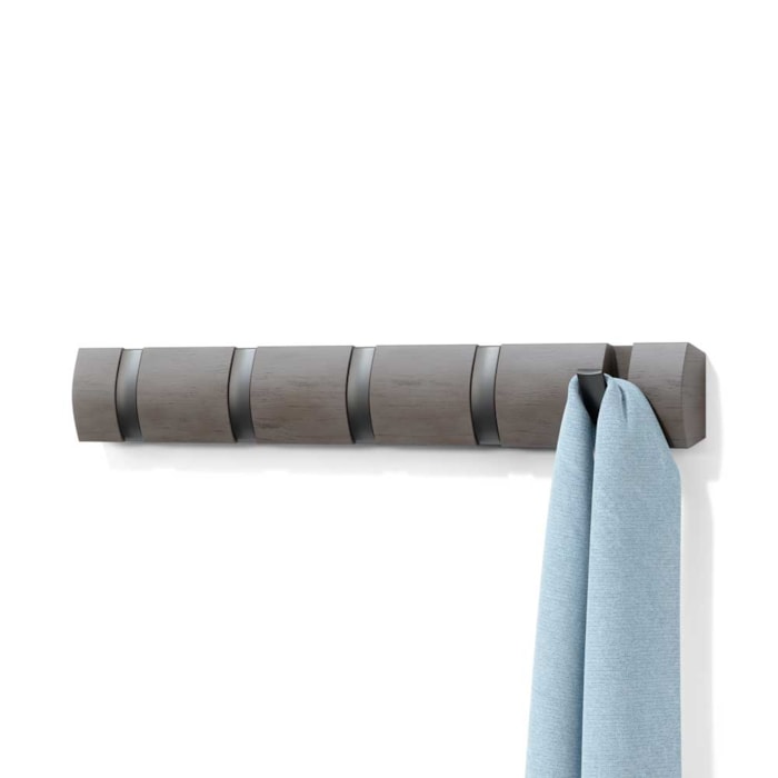 Cabideiro de Parede Flip 5 Ganchos Madeira Cinza Umbra - Madel Home