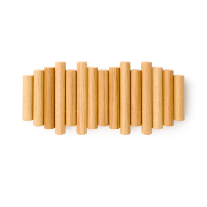 Cabideiro de Parede Picket Madeira Natural Umbra - Madel Home