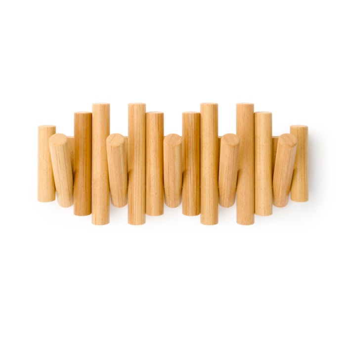 Cabideiro de Parede Picket Madeira Natural Umbra - Madel Home