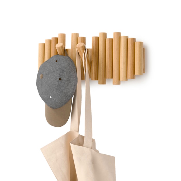 Cabideiro de Parede Picket Madeira Natural Umbra - Madel Home
