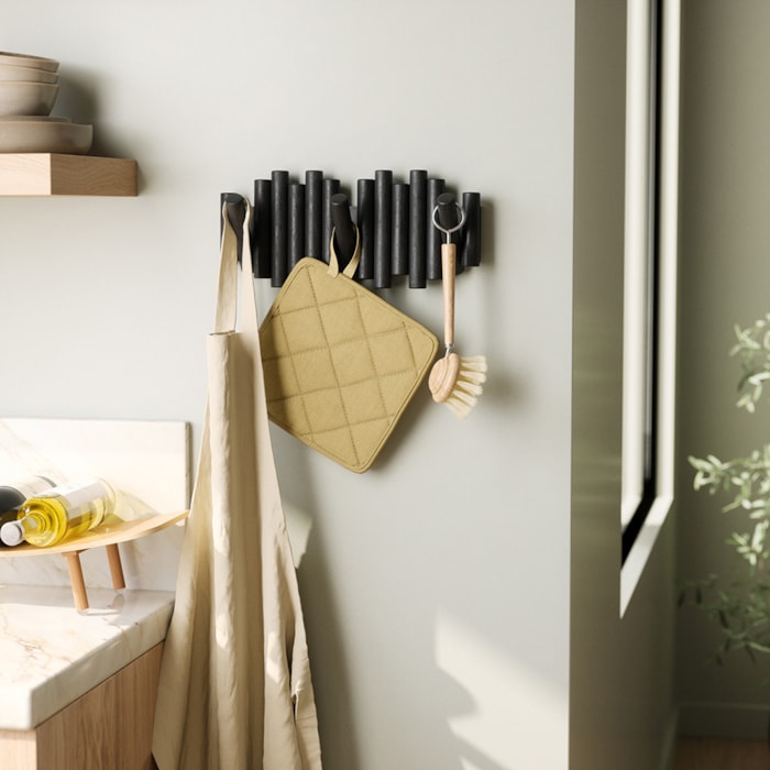 Cabideiro de Parede Picket Madeira Preto Umbra - Madel Home