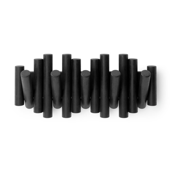 Cabideiro de Parede Picket Madeira Preto Umbra - Madel Home
